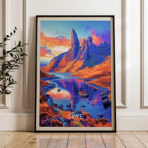 Isle of Skye Travel Poster - Scotland Wall Art Print, Illustration Poster, Home & Office decor, Gift idea, UK Travel print, The Storr poster