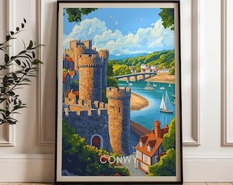 Conwy Castle-reisposter Wales: UK Welsh Art Print