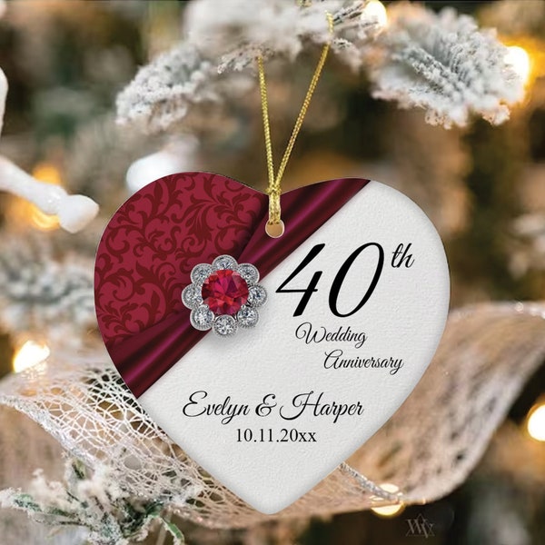 Personalized Wedding Anniversary Gift, 40th Anniversary Ornament, Custom Gift For Couple, Valentines Day Gift,Anniversary Gift For Mom & Dad