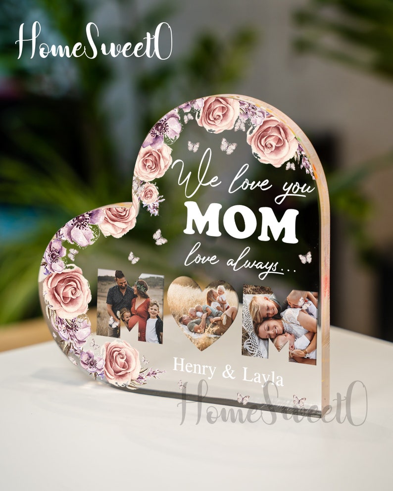 Personalized Mom Daughters Heart Acrylic Plaque, Mothers Day Gift for ...
