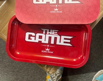 the game x king palm - medium size metal rolling tray - special addition / with magnetic lid