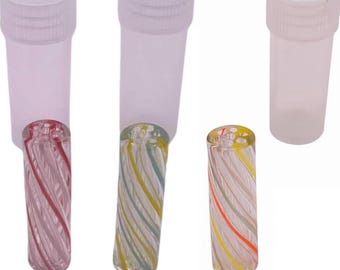 Hand Crafted Twisted Glass Filter Tips, 9 x 30mm – 7-Hole Borosilicate Mouthpieces, 3pc, Red, Blue, White and Yellow