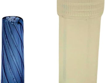 1pc Blue Cone Shaped Twisted Glass Filter Tip - 9mm to 7mm x 30mm - 7-Hole - Cone Shaped Filter Tips Design - Borosilicate Glass