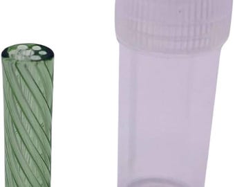 Hand-Crafted Twisted Glass Filter Tip, 8 x 30mm, Reusable Borosilicate Mouthpiece (Green)