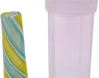 Hand Twisted Glass Filter Tip, 7-9mm x 30mm – Green White Swirl Cone Design