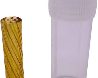 Hand-Crafted Twisted Glass Filter Tip, 8 x 30mm, 7-Hole Borosilicate Mouthpiece (Yellow)