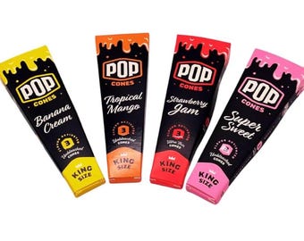 Conos preenrollados con sabor / Tamaño King Size, paquete de 4 sabores