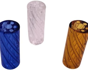 3 x Glass Twisted Glass Filter Tips | 7 Holes | 12mm x 30mm | Easy to Clean Reusbale | Blue Clear Gold | (3 Piece) (Mixed)