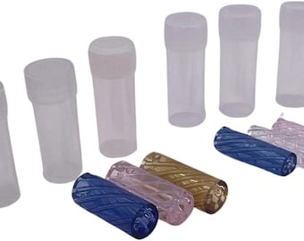 6 x Glass Twisted Glass Filter Tip | 9mm & 12mm x 30mm | 7 Holes | Reusable | Clear, Pink, Blue, Yellow