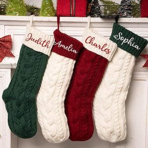 2025 Embroidered Christmas Stocking,Personalized Family Christmas Stockings,Monogram Stocking,Knitted Stockings With Name,Holiday Decor Gift