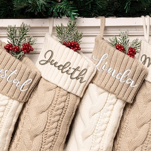 2025 Family Christmas Stockings, Personalized Christmas Stocking, Custom Stocking with Name, Monogram Stocking Decor, Red Xmas Stockings