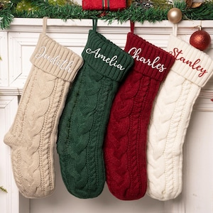 2025 Family Christmas Stockings,Personalized Christmas Stocking,Red Xmas Stockings,Custom Stocking with Name,Embroidered Christmas Stockings