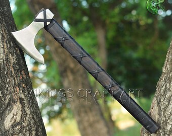 Handcrafted Viking Bearded Axe 20&quot; Rosewood Handle Nordic Hatchet Perfect for Camping Custom Gifts and Father&#39;s Day