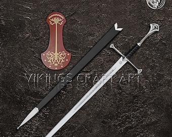 Réplica de espada Fantasy Shard, hoja de acero inoxidable con vaina de cuero, espada heroica hecha a mano.