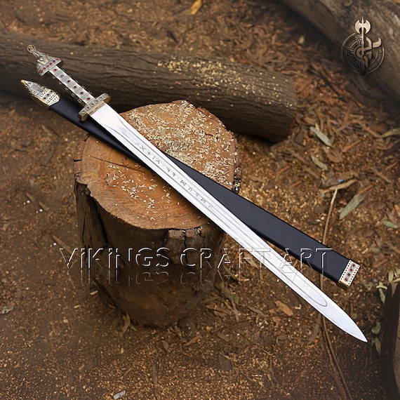 King Ragnar Lothbrok Viking Sword Stainless Steel Blade with Runes and Scabbard gift for him