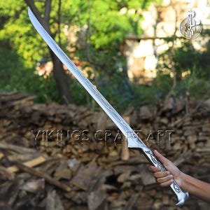 Handmade Elven Master Sword Katana Samurai Ninja Geralt Witcher Ranger Claymore Viking Ragnar Fantasy Replica with Scabbards