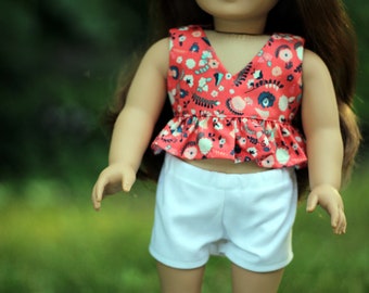 Blue Flower Ruffle Halter Top 18 in Doll Clothes Fits American Girl