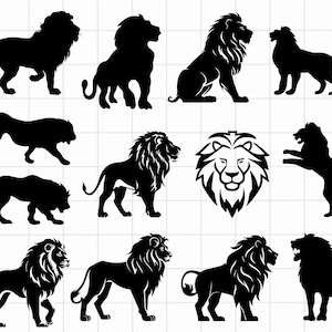 Lion SVG Bundle, Lion head svg, Lion Silhouettes, Lion Clipart, Lion King svg, Lion vector, Lion Cut File, Lion Face Cut File