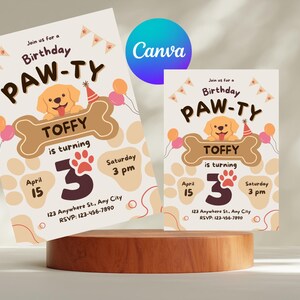 Editable Paw - Ty Sky Birthday Invitation Template, Printable Birthday Party Invitations, Digital Kids Party Invite Template Bday Card