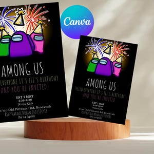 Fun Among Us Game Invite - Space Adventure Birthday Invite, Editable Digital Template, Crewmate Birthday Invitation Template, Mobile Evite