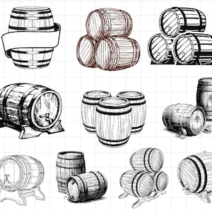 Barrel SVG Bundle, Barrel vector, Barrel cut files, Wood Barrel svg, Barrel Clipart, Wooden Barrel Svg, Barrel Silhouette Bundle , Digital