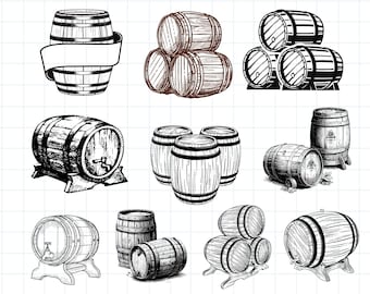 Barrel SVG Bundle, Barrel vector, Barrel cut files, Wood Barrel svg, Barrel Clipart, Wooden Barrel Svg, Barrel Silhouette Bundle , Digital