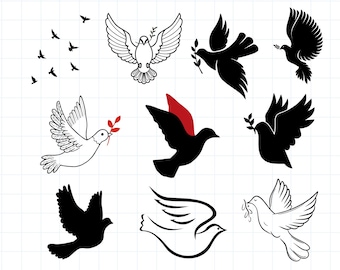 Palomas SVG, paquete de palomas SVG, imágenes prediseñadas de paloma, archivos de corte SVG de paloma para Cricut, vector de paloma, pájaro volador Svg, paloma del amor Svg, paz Svg, silueta de paloma