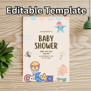 Editable Baby Shower Invitation Template / Invitation Baby Shower Template / Sky Baby shower invitation Template