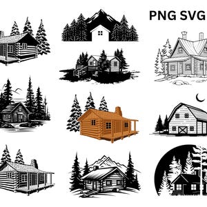 Rustic Wooden Cabin SVG Bundle, Instant Digital Download , Best And High Quality Clipart Bundle ,Commercial Use