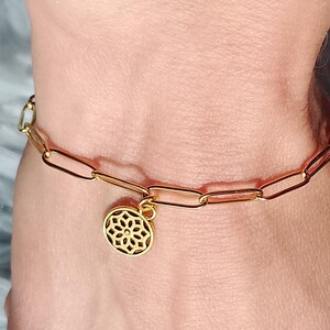 Bracelet Chain Bracelet with Pendant Gold Stainless Steel Minimalist Everyday Jewelry