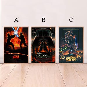 Star Wars Episode III Revenge of the Sith, filmposter, hoogwaardige canvasprint, kunst aan de muur, kamerdecor, kunstposter voor cadeau ingelijst