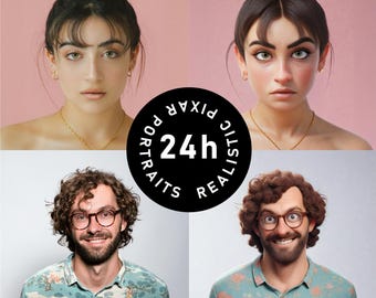 リアルなピクサースタイルの似顔絵 - 高解像度、ギフトに最適