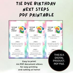 Tie Dye Party Passaggi successivi PDF stampabile – Divertenti istruzioni per la tintura per feste ed eventi!