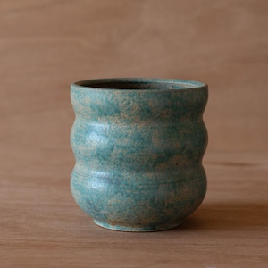 Handmade Stoneware Planter with Matte Turquoise Glaze