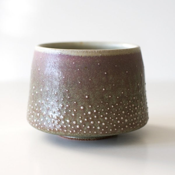 Turquoise and Lavender Stoneware Pottery, Spotted Detailing