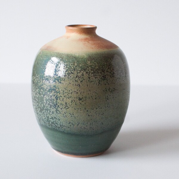 Bud Vase, Lush Emerald Green and Toasted Yellow Hues