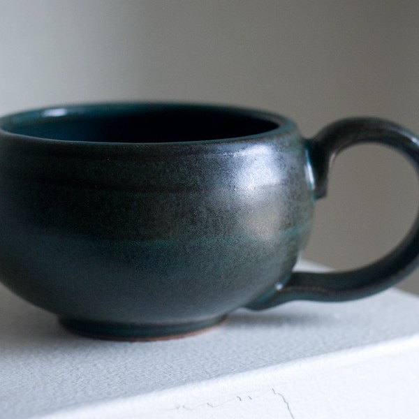 Moody Hues Mug, Stoneware, Dark Turquoise, 12 Ounces