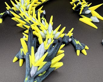 Dragón Thundershard / Juguete articulado flexible / Juguete de escritorio de fantasía con rayos, impreso en 3D, posable, regalo