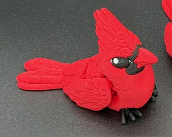 Figura articulada de cardenal rojo, ave impresa en 3D, regalo de la naturaleza, artículo de colección de la fauna del Medio Oeste.