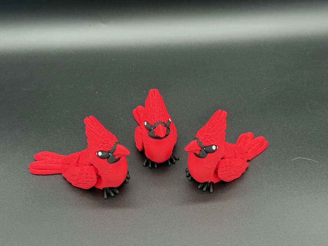 Red Cardinal Articulated Figure, 3D Printed Bird, Nature Gift, Midwest ...