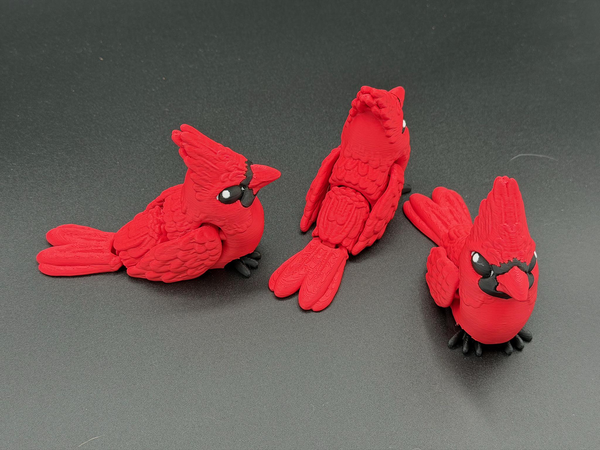 Red Cardinal Articulated Figure, 3D Printed Bird, Nature Gift, Midwest ...