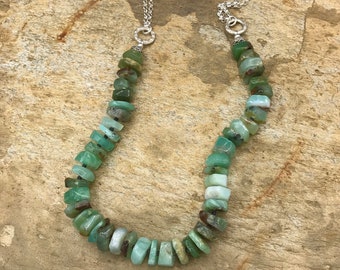 Chrysoprase and Sterling Silver Necklace