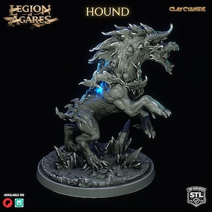 Agares Hounds | Clay Cyanide Ars Goetia Infernal Beast | 50mm Resin DnD Miniature