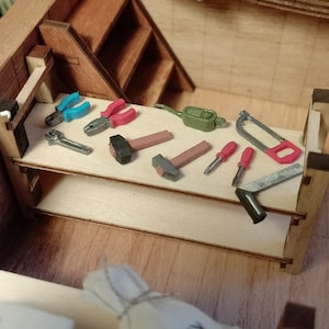 Miniature Tools Set | 1/12 and 1/24 Scale | Dollhouse Diorama Accessories