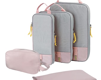 UPADAY Nylon Compression Packing Cubes: 5-Piece Travel Organizer Set