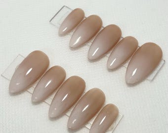 Ombre Baby Boomer Press On Nails, Handmade Gel False Nails