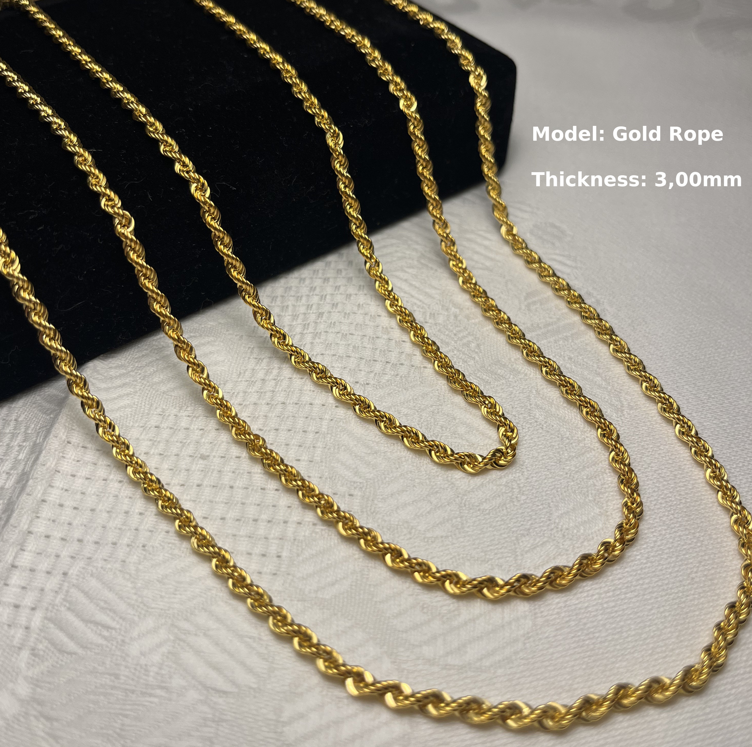 14K Gold Weizen Seilkette 14K Massiv Gelbgoldene Weizenkette (Seil-Kette) Aus Italien – 0,9mm Stärke, Längen 16-22 Zoll Italienische Goldkette 16-22 Zoll