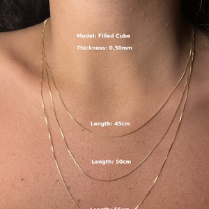 14K gold filled kubusmodel kettingen, 0,50 mm 18"-22" inch, gouden ketting, gouden ketting, gevulde kubus, valentijnscadeau