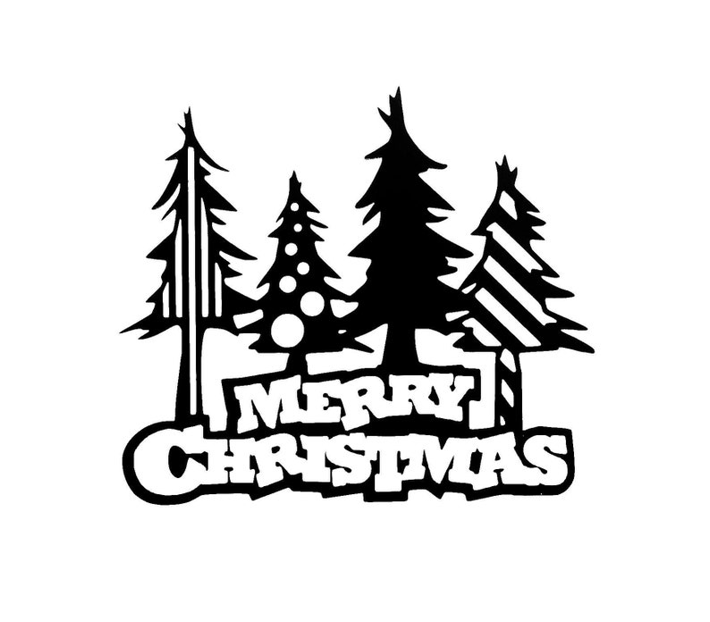 MERRY CHRISTMAS Trees Vinyl Decal Christmas Decor Decal Etsy