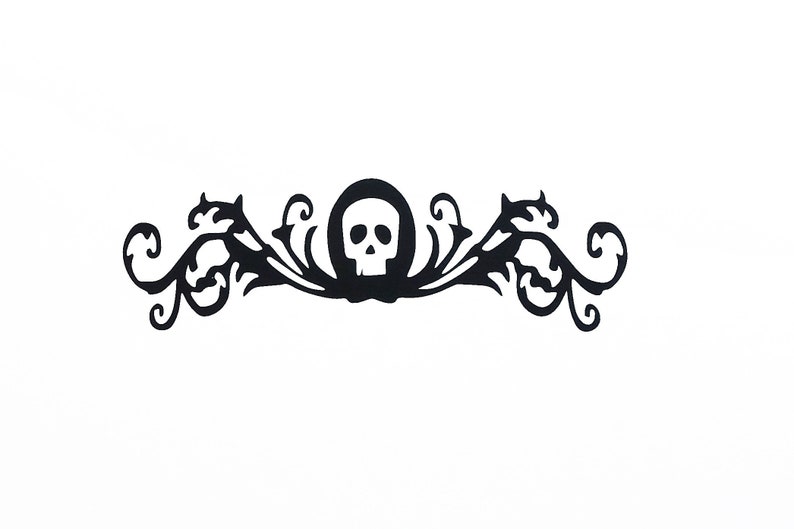 SKULL FLOURISH Vinyl Decal \u2022 Halloween Skull Sticker \u2022 Pirate Party \u2022 Skull Car Decal \u2022 Pirate Laptop Decal \u2022 Skull Mug Decal